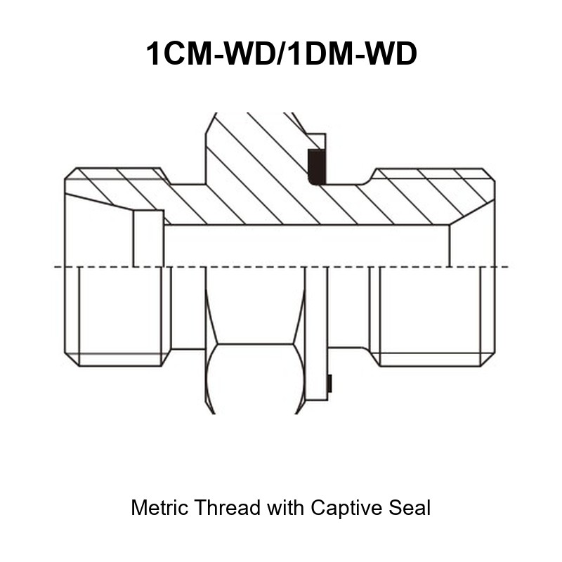 Metric thread with captive seal hydraulic adapter 1CM-WD/1DM-WD
