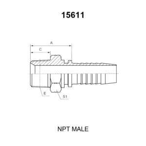 npt male hydraulic hose fitting 15611 series