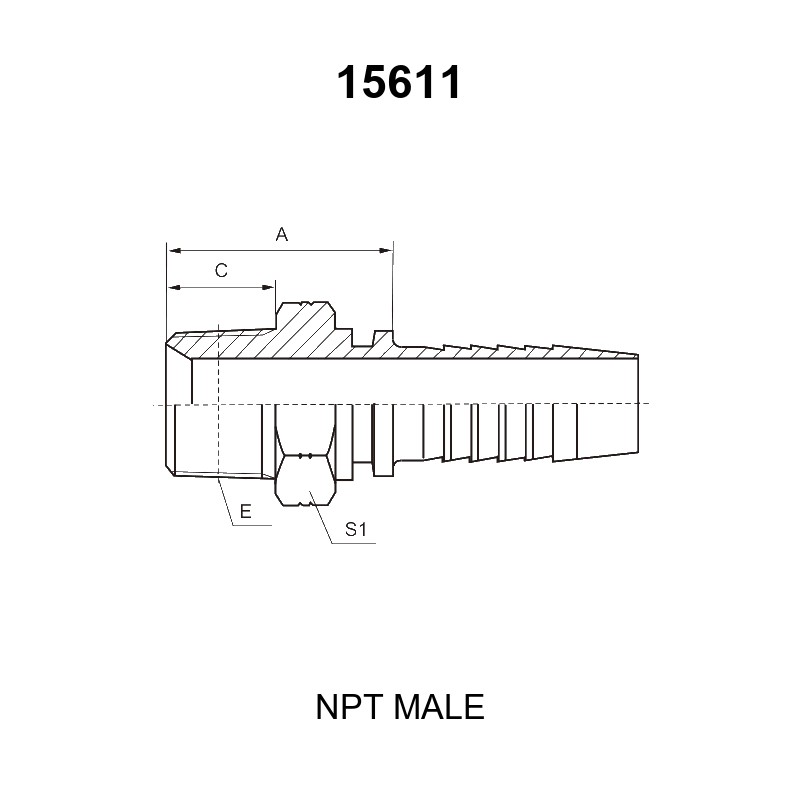 npt male hydraulic hose fitting 15611 series