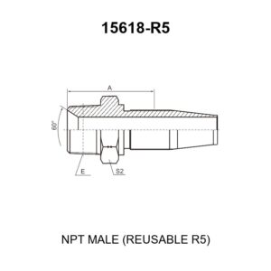 npt male reusable hydraulic hose fitting 15618 r5
