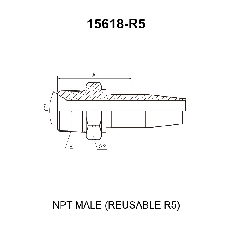 npt male reusable hydraulic hose fitting 15618 r5