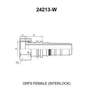 ORFS female interlock hydraulic hose fitting series 24213-W for spiral hoses