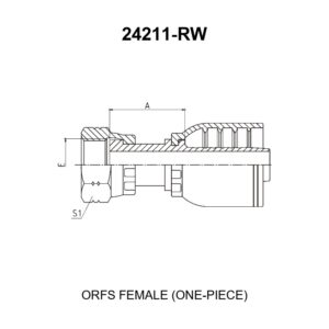 ORFS female one-piece hydraulic hose fitting series 24211-RW with O-ring face seal