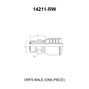 ORFS male one-piece hydraulic hose fitting series 14211-RW with O-ring face seal
