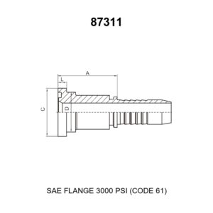 SAE flange 3000 psi code 61 hydraulic hose fitting series 87311 straight per ISO 12151-3 SAE J518