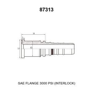 SAE flange 3000 psi interlock hydraulic hose fitting series 87313 for spiral hoses