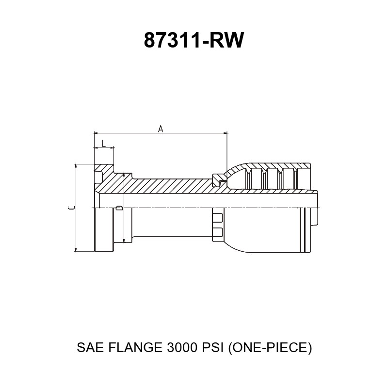 SAE flange 3000 psi one-piece hydraulic hose fitting series 87311-RW