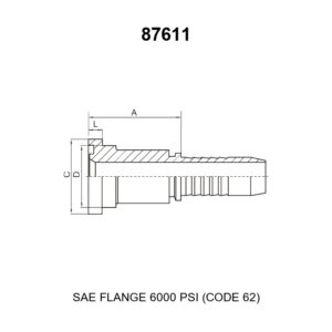SAE flange 6000 psi code 62 hydraulic hose fitting series 87611 straight per ISO 12151-3 SAE J518