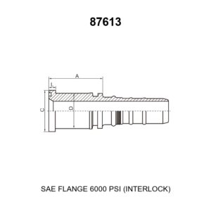 SAE flange 6000 psi interlock hydraulic hose fitting series 87613 for spiral hoses