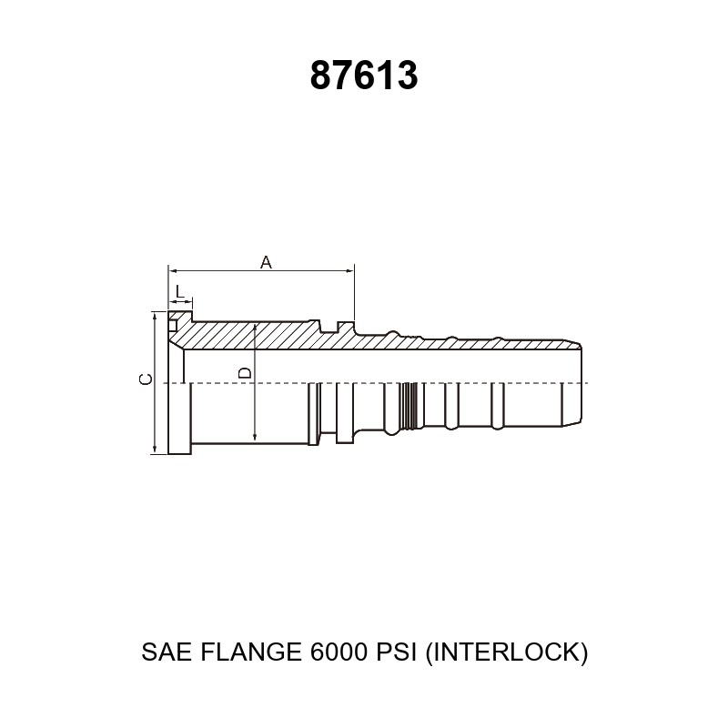 SAE flange 6000 psi interlock hydraulic hose fitting series 87613 for spiral hoses