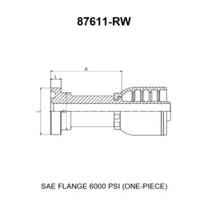 SAE flange 6000 psi one-piece hydraulic hose fitting series 87611-RW