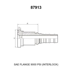 SAE flange 9000 psi interlock hydraulic hose fitting series 87913 for spiral hoses