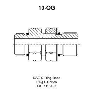 SAE O-Ring Boss Plug L-Series ISO 11926-3, model 10-OG, line drawing