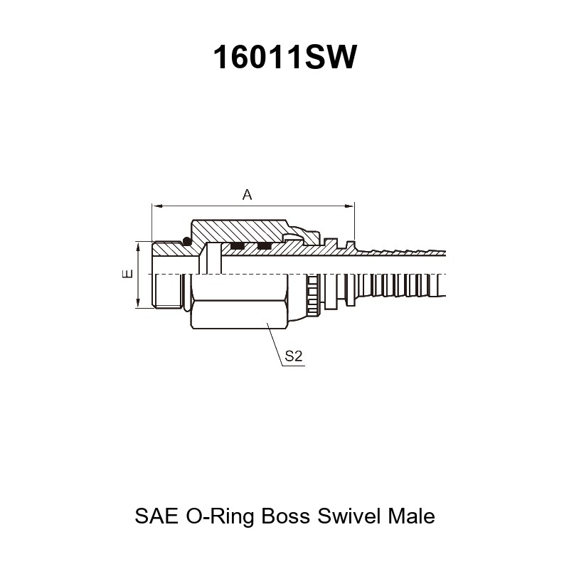 SAE O-ring boss swivel male hydraulic hose fitting 16011SW for braided hoses