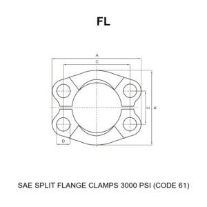 SAE split flange clamps 3000 psi code 61 series FL per ISO 6162 SAE J518