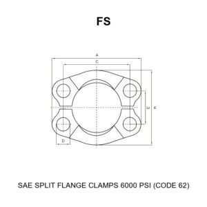 SAE split flange clamps 6000 psi code 62 series FS per ISO 6162 SAE J518