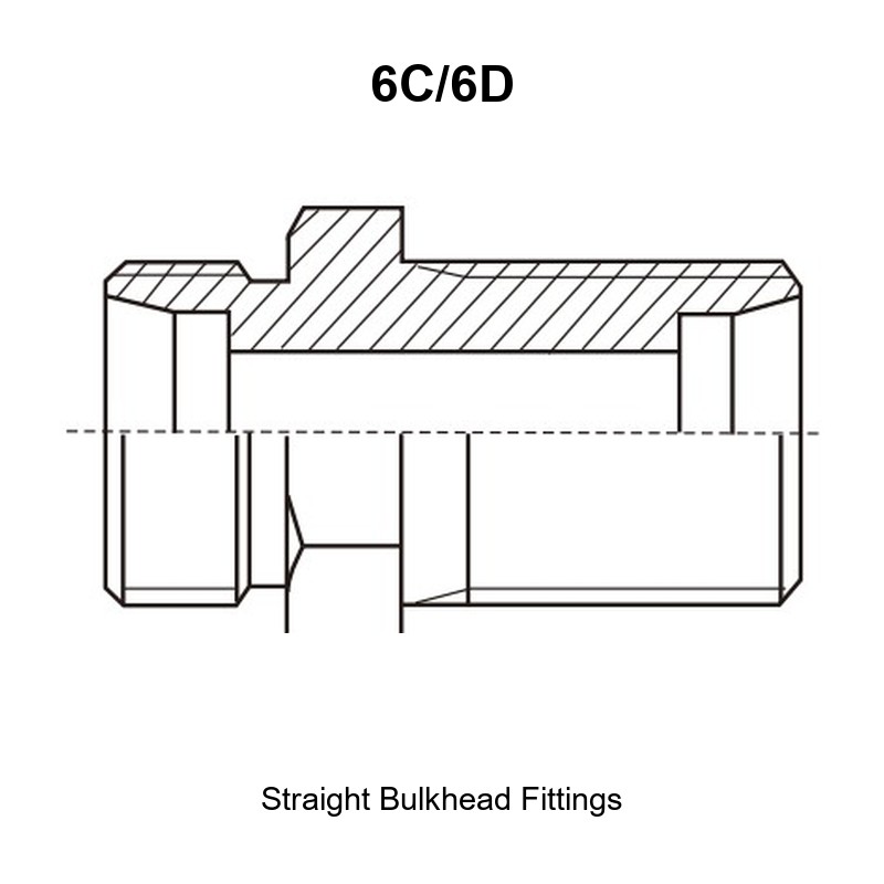 Straight bulkhead fittings hydraulic adapter 6C/6D