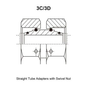 Straight tube adapters with swivel nut hydraulic adapter 3C/3D