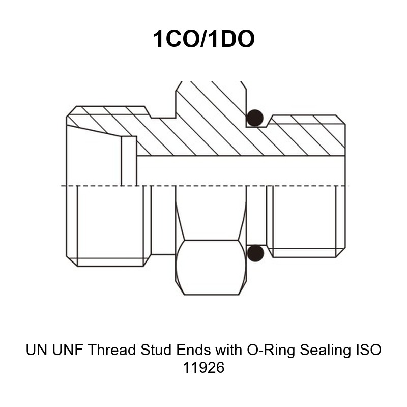 UN UNF thread stud ends with O-ring sealing ISO 11926 hydraulic adapter 1CO/1DO