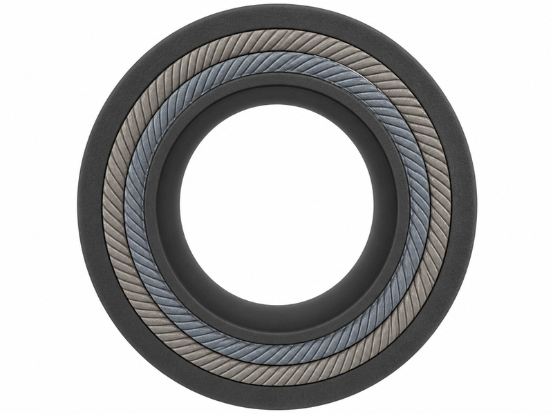 Cut-away view of an acid resistant hose showing tube, reinforcement and cover layers