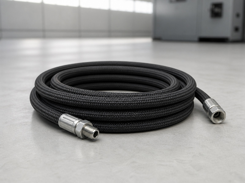 Air hose buyer's guide cover: HENGHUA textile-braided air hose in 1/4 to 1/2 inch with factory-crimped fittings