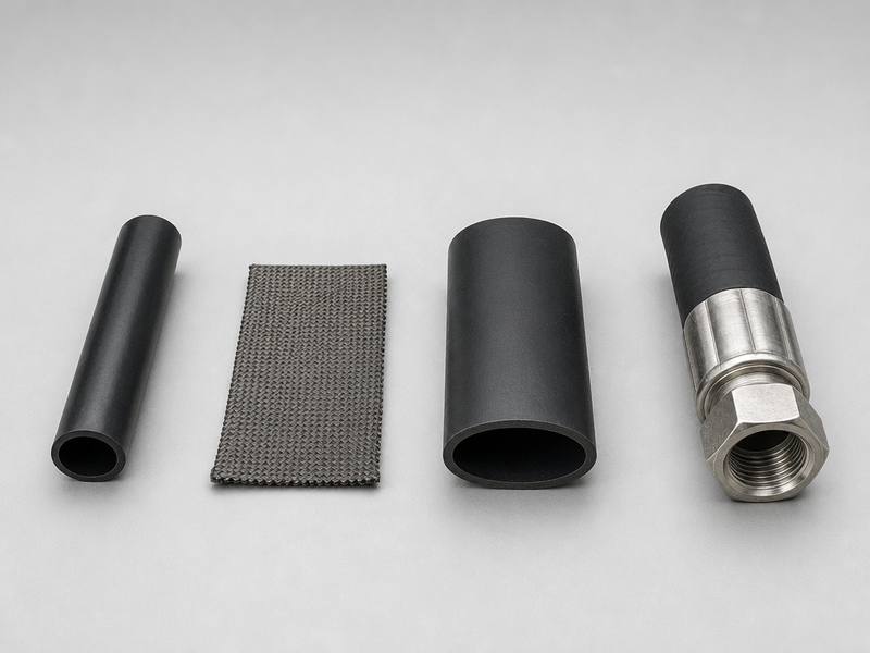 Cost stack of a chemical hose split into liner, reinforcement, cover, and end finishing