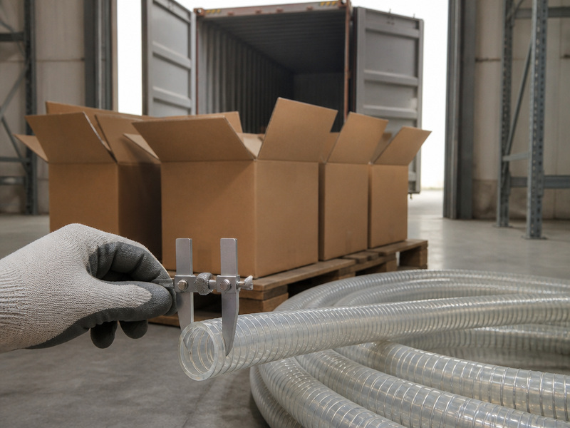 Pre-shipment inspection hold points on a chemical hose order before the cartons are sealed