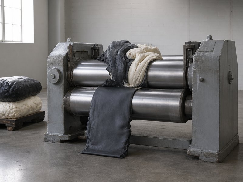 Rubber and PVC compounds being mixed and milled during hybrid air hose tube production