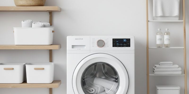 sleek-white-front-loading-washing-machine-laundry-room